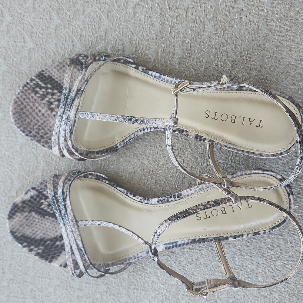 Talbots Beige and Black Snake Print Sandals